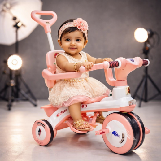 Golden 3D Kids Tricycle – Comfortable, Safe & Stylish Ride for Toddlers